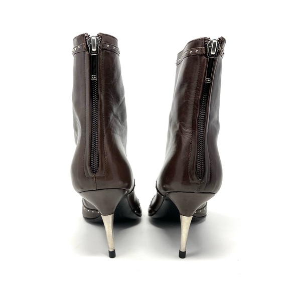 Vintage Christian Dior Galliano Y2K Brown Leather Bondage Ankle Boots Heels 37 7 - Picture 5 of 11